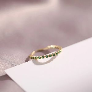 New Dainty 14k Gold Open Emerald Skinny Band Ring